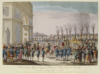 Der Einzug von Kaiser Napoleon I (1769-1821) und Kaiserin Marie Louise von Österreich (1791-1847) auf die Champs-Elysees, 2. April 1810
